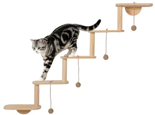 Kattstege, klättermöbler med säng och klösyta av trä | Kattsteg lämpliga för dörrar, sovrum, vardagsrum, hus, utomhus, tak och hörn
