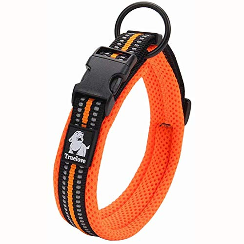 Truelove Hundträningshalsband TLC5011 Reflekterande Premium Spänne Nylonband Husdjurshalsband, Hög Kvalitet Nylonband Ingen Kvävning Basiska Halsband Nu Tillgängliga (XL, Orange)