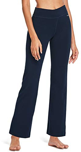 baleaf Pantaloni da Yoga Donna Pantaloni Campana Donna con Vita Alta Tasca Interna Tanspirante Comodo Pantaloni Sportivi a Casa Blu Navy 30 inch XXL