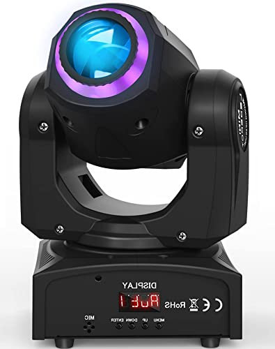UKing 50W LED Moving Head,Disco Bühnenlicht mit 8 Muster 8 Farben Gobo Strahler,10/12 Kanäle,LED Lichteffekte für Bar Club Show