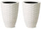 Glitzhome GH20295 Outdoor Polyresin Pflanzgefäß 2er Set Modern Decor Groß Hohe Gartenbehälter Blumentöpfe Sand Beige