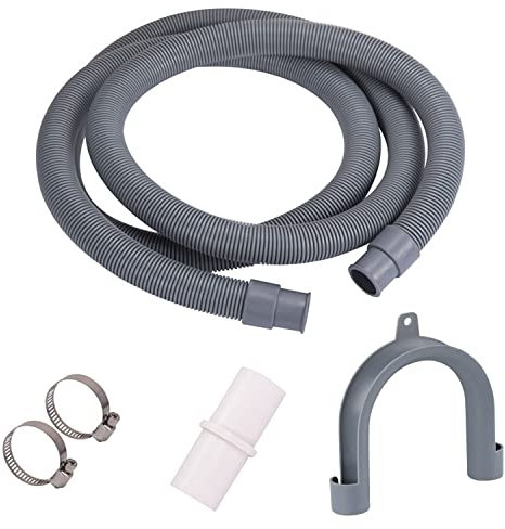 2M Ablaufschlauch Verlängerung, Abwasserschlauch Spülmaschine, mit Bügel und Schlauchschellen, für Waschmaschine Geschirrspüler
