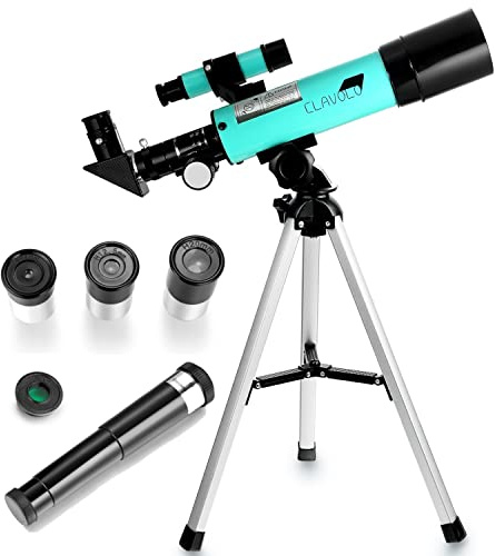 CLAVOLO Refractor Telescope with Finder Scope for Kids & Astronomy Beginners, Travel Telescope with 3 Eyepieces Magnification 18X – 135X