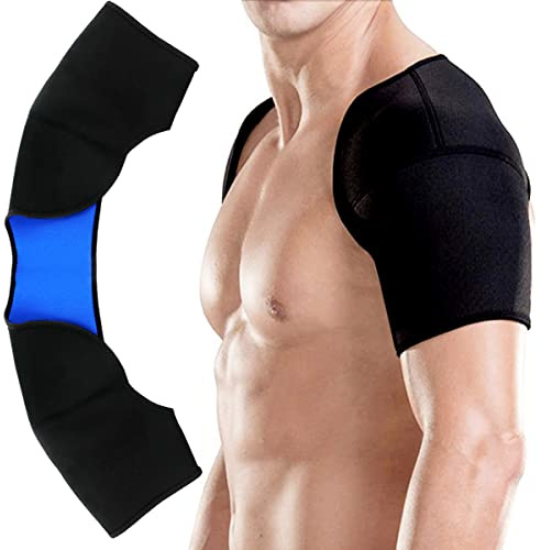 ANRONCH Soporte de hombro doble, protector de hombro, correa de hombro para aliviar el dolor crónico de tendinitis, equipo de protección deportivo transpirable (L)