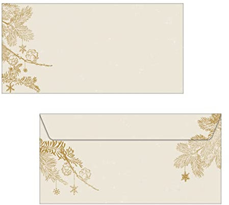 SIGEL DU422 Briefumschläge Weihnachten Golden Christmas, gummiert, DIN lang, 50 Stück