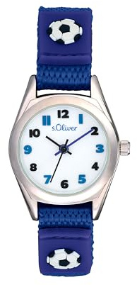 s.Oliver Armbanduhr Jungen Kinder Quarzuhr Analog, mit Nylon Armband, Silber, 3 bar Wasserdicht, Kommt in Uhren Geschenk Box, 2036766