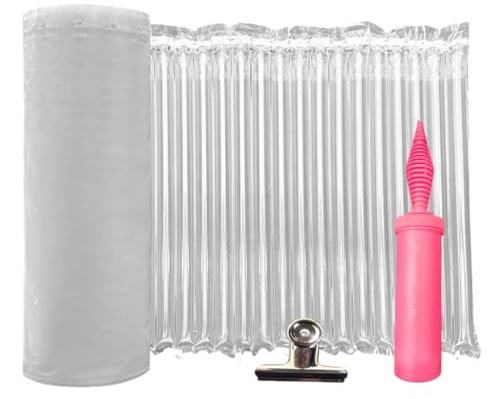 Rollo de envoltura de amortiguación de burbujas, rollo inflable de columna de burbujas de 13.8 pulgadas x 164 pies con bomba gratis, almohada de aire Jarler para embalaje resistente, suministros de