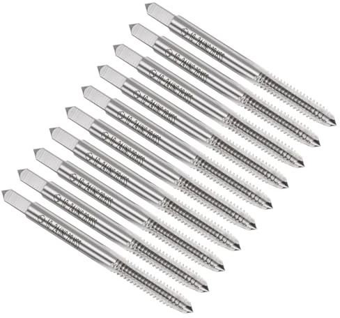 uxcell 10pcs Machine Thread Taps 10-24 UNC 2B High Speed Steel 6542 Straight Flute Screw Thread Milling Taps Threading Tapping Repair Tools