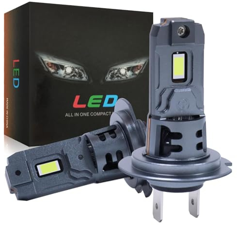 ADAURIS H7 LED Headlight Bulb, 6500K 80W Super Bright H7 Blub, Mini Size Cool White H7 Headlight Bulb, IP68 Waterproof 10000LM H7 Led Blub, Plug and Play, Pack of 2