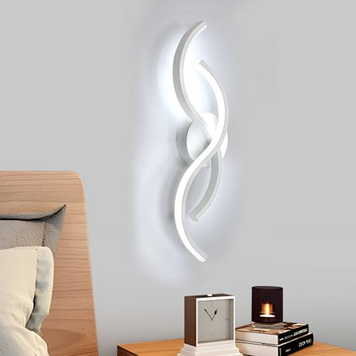 Mckalen Applique da Parete LED Interno, 15W 1687LM Lampada LED Soggiorno da Muro Bianca, 41CM Lampada da Parete LED Moderno in Acrilico per Camera da Letto Bagno Scale Corridoio, Bianco Freddo 6500K