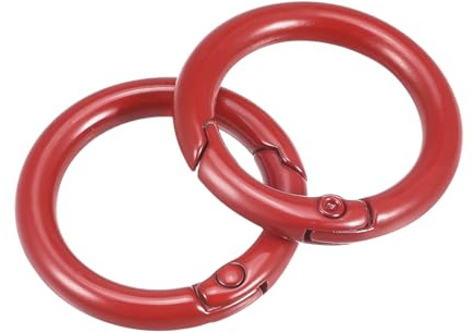 METALLIXITY O-Ring Molla del Grilletto (27mm/ 1,06) 4pz, Moschettoni Ganci a Scatto Rotondi - per Appendere Artigianato o Decorazioni, Rosso