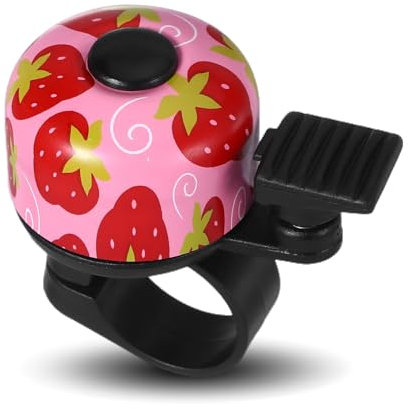 LongHoneySong cykelklocka barn i rosa, 360° klocka, metall, styrmontering, jordgubb