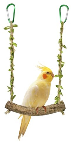MIRKUZI Vogelschaukeln 1 Stück Vogelschaukel, Wellensittich Naturholzschaukel, Wellensittichspielzeug, Wellensittich-Vogelschaukel, Vogelkäfig-Sitzstange, Papagei, Nymphensittich Vogelkäfig Zubehör