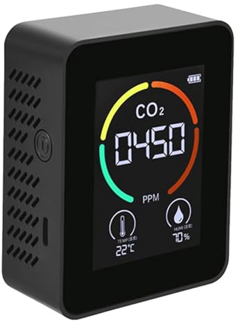 Detector de dióxido de Carbono – Detector de dióxido de Carbono portátil Ligero Monitor de Calidad del Aire | Medidor de para Coche, Gimnasio, Habitaciones, oficinas, aulas
