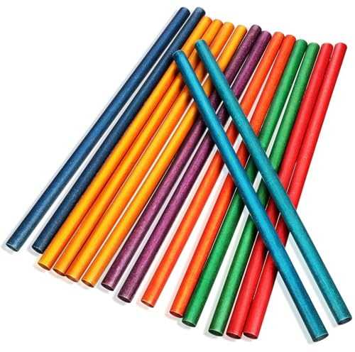 PAMINGONO 16 Stück Teiliges Buntes Holz Rhythmus Sticks Pädagogisches Schlaginstrument für Farbenfrohe Klangstäbe Robust und Glatt Poliert Fördert Musikalische Wahrnehmung und