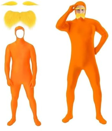 Cara Abierta Cosplay Mono Naranja para Adultos Disfraz de Cuerpo Completo para Carnaval Navidad y Fiesta