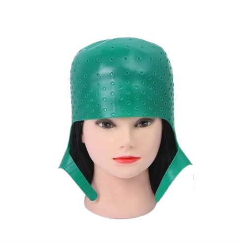 Cuffia Per Meches Cuffia for colorazione dei capelli in silicone, gancio, ago, tinta, colpi di sole, set riutilizzabili, cappelli for tintura, barbiere, parrucchiere.(Green with hook)