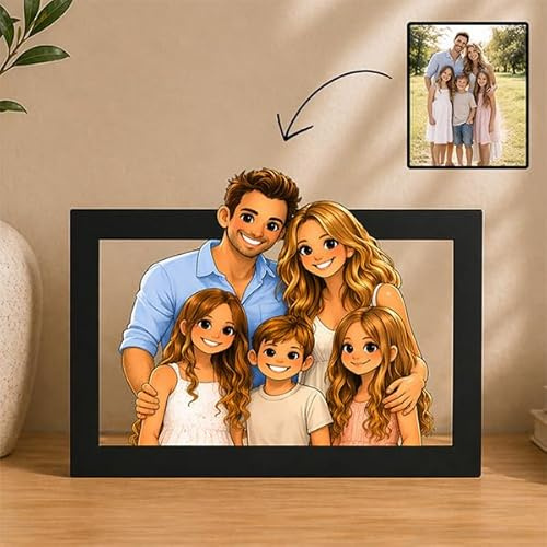 Transparent Gift Marco con Foto 3D Personalizado. Marco Artístico para Día de la Madre, Dia del Padre. Ideas Regalos Originales para Familia y Parejas.