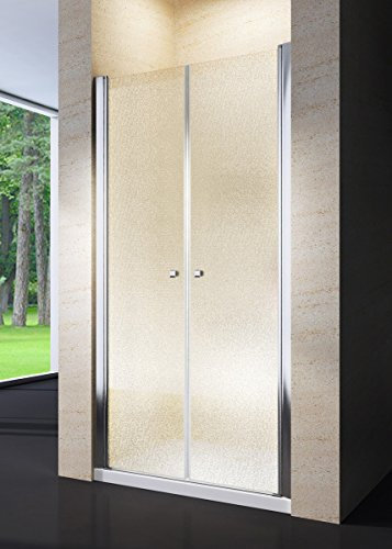 Yellowshop - Box Doccia Cm 70, 80, 90, 100, Porta Nicchia Saloon In Alluminio Cristallo Trasparente E Opaco 6mm Altezza Cm 190 Apertura A 180 Gradi (90 CM (DA 88 A 92 CM), PUNTINATO OPACO)