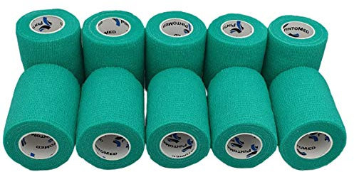 PintoMed Selbstklebender Verband Gedehnt -10 x Grün - 10cm x 4,5m Bandagen Rollen Haftbandage Fixierbinde Selbsthaftend Health Pflaster Sport Tape Stück für Handgelenk Bein Arm Vet Wrap