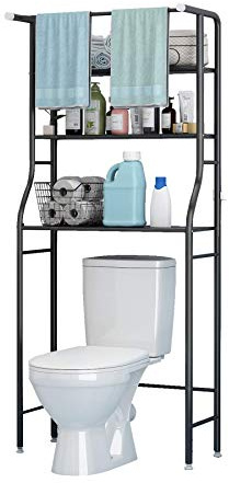 UDEAR 3-Tier Over The Toilet Rack,Bathroom Shelf Space Saver,Corner Stand Storage Organizer Accessories,The Washing Machine,with Hanging Rod,Tower Shelf,Black
