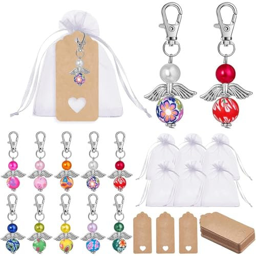 60Pcs Engelanhänger,20 set Hochzeit Taufe Anhänger,Engel Anhänger Schlüsselanhänger,kleine schutzengel anhänger,Gastgeschenke Kommunion,Schutzengel+Organza,Gastgeschenke Taufe Hochzeit