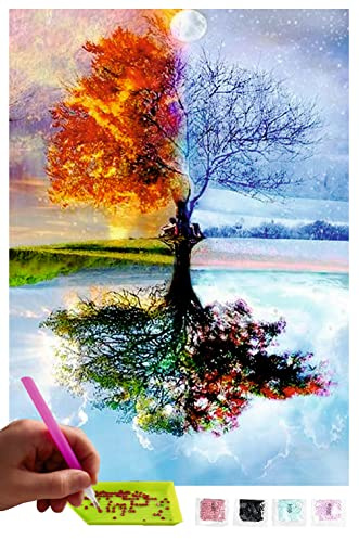 MISHBAY Diamond Painting Mosaïque DIY 5D Set | Arbre | Broderie | Point De Croix | Peinture Diamant par numéros | Home Décor mural | Peinture Décoration | Arts Craft