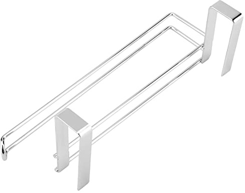 Stainless Steel Over Door Paper Towel Holder Rack for Kitchen, Bathroom, and Utility Room - Space Saving Hanger