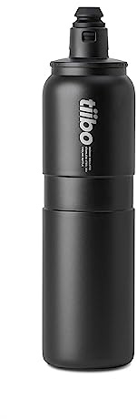 tiibo Vacuum Insulated Stainless Steel Bike Water Bottle, Double Wall, No-Squeeze, Fast Flow Sport Nozzle, Designed for Cycling, Biking, Fitness & Sports, Fits Most Bike Cages (Black, 23OZ)