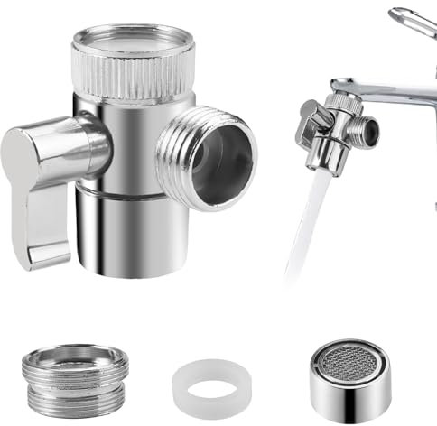 3 Wege Diverter Ventil, Wasserhahn Adapter Umschaltventil, Diverter Ventil, Umstellventil Ersatzteil, Umschaltventil Dusche Adapter, Wasserhahn Ersatzteile für Küche Bad Duschsystem Waschbeckenbrause