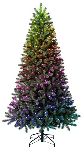 Twinkly Lichterbaum, 2,10 m, Künstlicher Weihnachtsbaum mit Kartierbaren LEDs, Tannenbaum mit 540 RGB-LEDs, Kompatibel mit Alexa und Google Home, Weihnachtsdekoration mit App-Steuerung, Grün