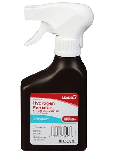 LEADER Hydrogen Peroxide Spray Bottle First Aid Antiseptic 3% Solution – Multi-Purpose Cleaner, Gentle & Effective Disinfectant Spray for Home, Cuts, and Scrapes, Easy-to-Use 8 oz Bottle