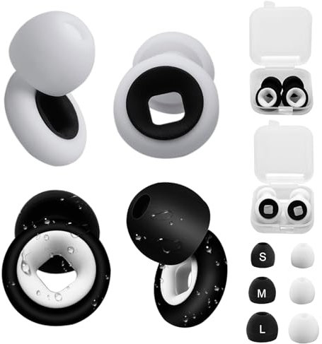 2 Paires Dormir Ear Plugs et Quiet Bouchons d'Oreille,Protections Auditives et Réutilisables,Bouchons d'Oreille pour la Réduction du Bruit pour Sommeil Travail Voyages (Noir, Blanc)