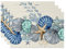 MIRRORANG Tischsets mit Muscheln, Seestern, 4 Stück, 45 x 30 cm, saisonaler Frühling, Ozean, waschbar, Leinen, Tischmatten für Party, Küche, Esszimmer, Dekoration