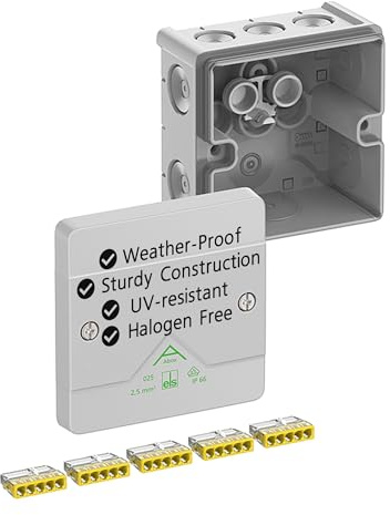 Spelsberg Abox 025-2,5² - IP66 Waterproof Junction Box with Internal Fixing Points & Screwless Terminals - Wago 2273-205 - 2.5 mm² - Rated 450V for Industrial & Outdoor (Grey)