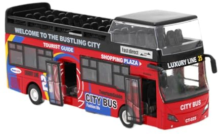 Oshhni Juguete de autobús de Dos Pisos turísticos, vehículo Retirado, coleccionables con Luces y Sonidos para niños para niños, Rojo