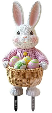 Festival Garden Stake Weather Resistant Rabbits Eggs Ornament For Easters Enthusiasts Creative Animal Yard Decoration