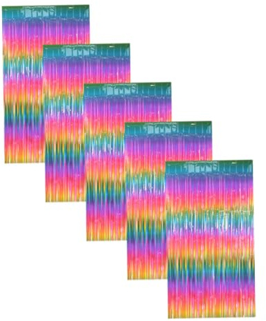 Alipis 5 Piezas Cortina de Lluvia de Franjas Metálicas Decoración para Fiestas de Cumpleaños Bodas Fotográfico para