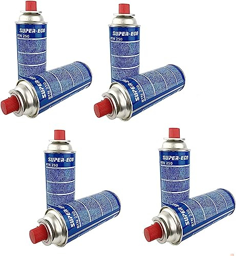 Pack de 8 und Super-Ego BTN 250 Cartucho de Gas Butano, 227g, Compatible Universal, Diseño Compacto