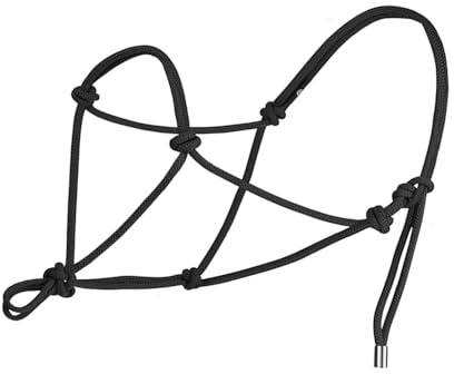 TopHomer Cabestro de cuerda para caballos, 1/4 pulgadas de poliéster con diseño ajustable de 2 nudos, resistente para caballos naturales, equitación y torneo