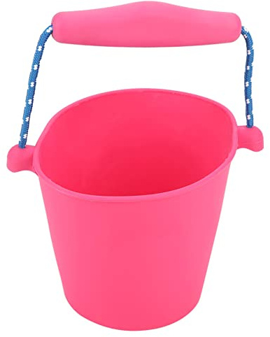 HUSHUI Seau de Bain en Silicone pour bébé, Jouet à Poignée Pliante Durable et Sûr pour en Plein Air, Couleur Aléatoire, Parfait pour Les Enfants (Rose Rouge)
