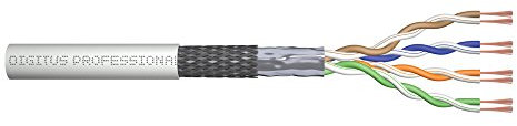 DIGITUS Roh-Patchkabel Cat-5e - Meterware Unkonfektioniert - 100 m - SF-UTP Netzwerk-Kabel - PVC - AWG 26/7 - Grau