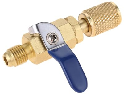 Aupoko Ball Valve 1/4 SAE Adapter Air Conditioner, Straight Shut-Off Valve for HVAC A/C Automotive Charging and Recovery, Fits for R134A R22 R12 R410A Refrigerant (¼” F.FL. x ¼” M.FL)
