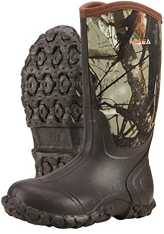 HISEA Men's Rain Boots Waterproof Insulated Rubber Boots Neoprene Mud Boots Outdoor Camo