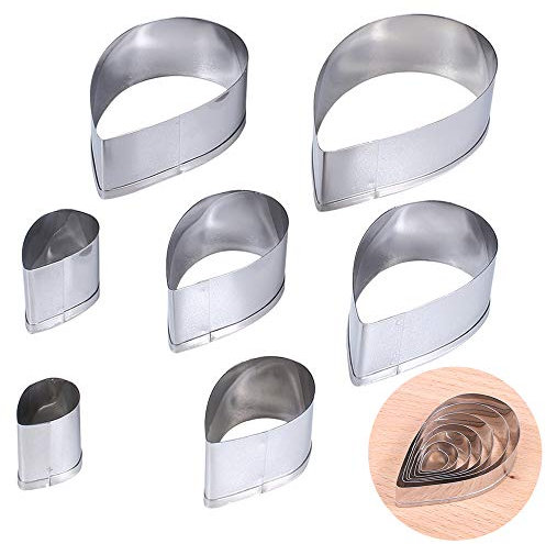 Ziyero 7 Stück/Set Ausstechform Tropfen DIY Edelstahl Ausstechformen Brot Herstellung Backen Fondantform Geeignet für Kuchen, Brotherstellung, Plätzchen, Schokolade, Sandwich und Fondant Usw(Silber)
