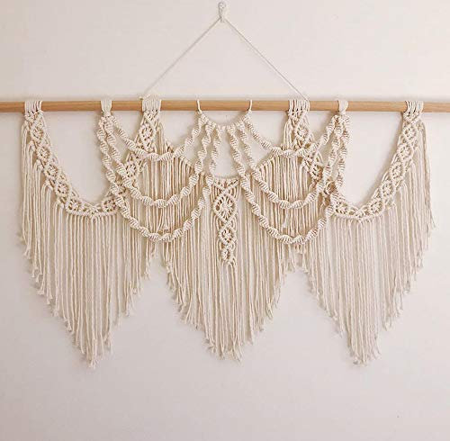 CBXSF Große Makramee Wandbehang Böhmisches Wanddekor Makramee Wandteppich Über dem Kopfteil Kunsthandwerk Gewebter Wandteppich Makramee Hochzeit Vorhang,97cm B X 70cm L