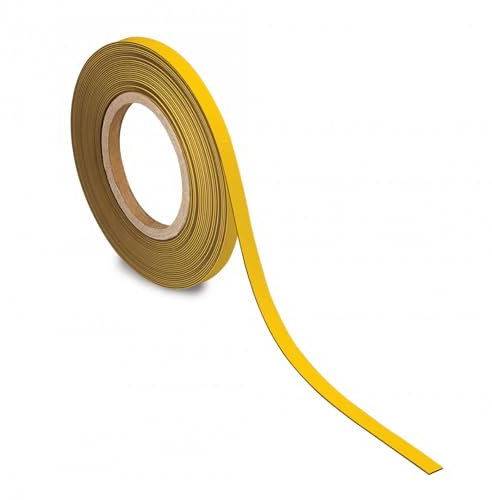 MAUL Bande de Marquage 10 mm x 1 mm, Bande Inscriptible avec Dos Magnétique, Utilisable dans le Bureau, l'Atelier, l'entrepôt et la Cuisine, Découpable Individuellement, Longueur 10 m, Jaune