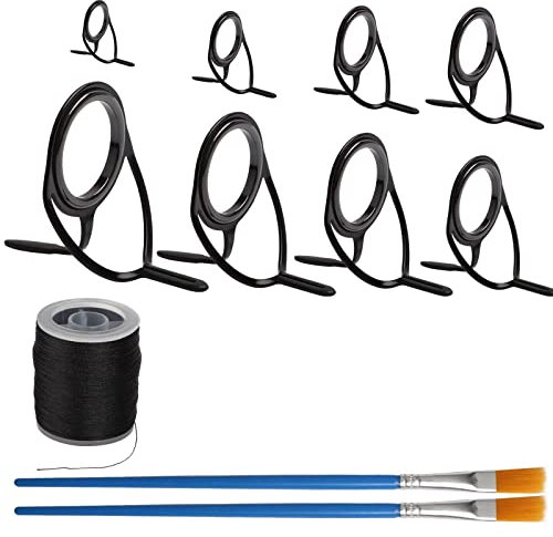 Dovesun Angelrute Reparatur Kit, Spitzenring Rutenring Keramik Edelstahl Carbon Führungen Rute Baitcasting Rutenführungen/ 8 Größen 19Stück