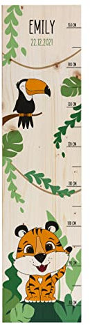 Striefchen® Messlatte für Kinder mit Namen aus Holz für Kinderzimmer mit niedlichen Motiven Messleiste Tiger
