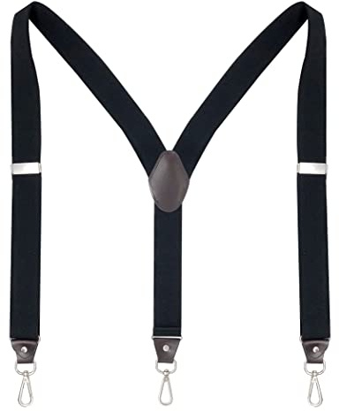Ausukler Men's Suspenders with Swivel Hooks and Elastic Straps Y-back, for Heavy Duty, Big and Tall (Black)